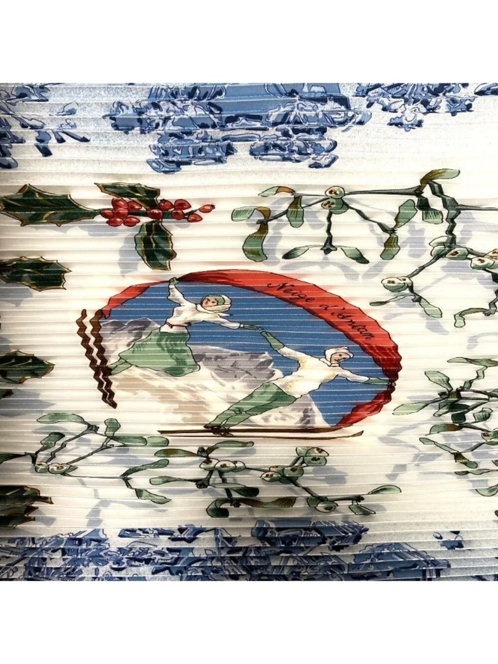 Hermes Pleated Carre 90 Neige D'antan Last Year's Snow Scarf Blue